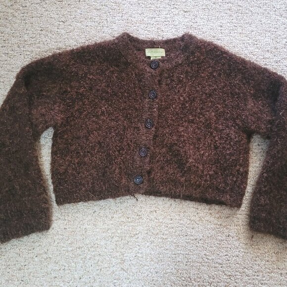 Anthropologie Sweaters - Vintage Antropologie Sweater Size Medium Cardigan Mohair Wool  Cropped Y2K Fuzzy